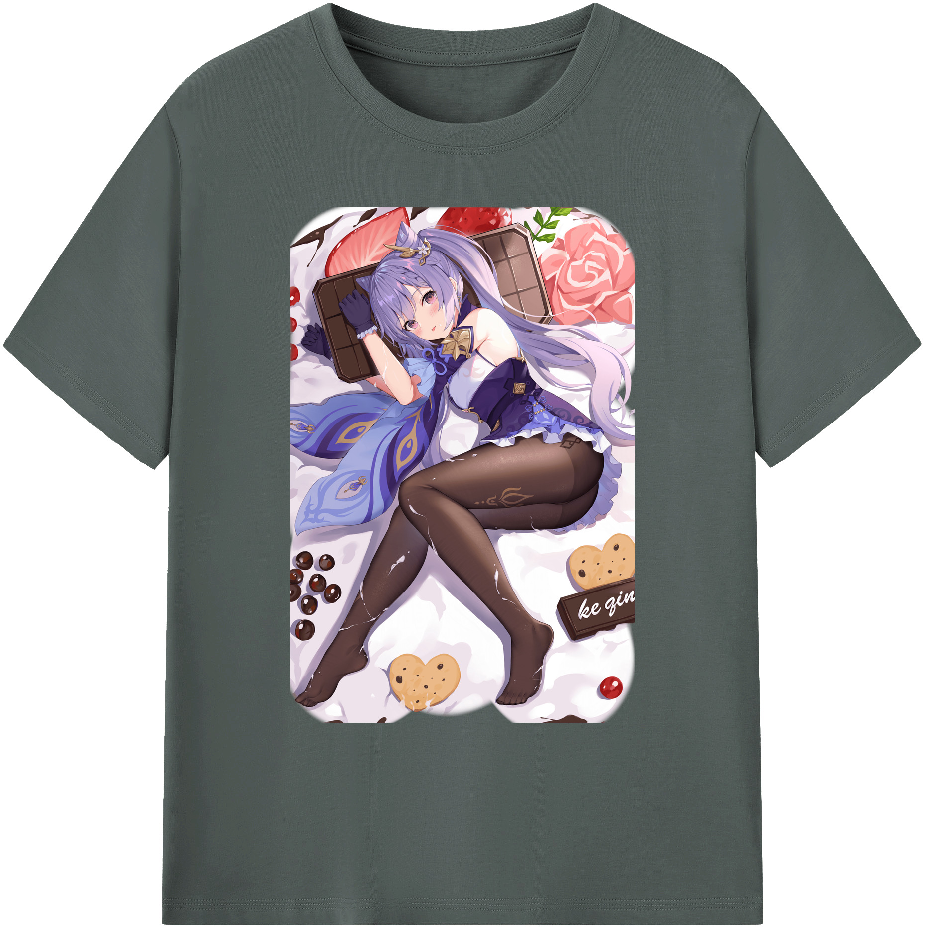 げんし神 刻晴 こくせい genshin Kokusei 綿100％ メンズ半袖Tシャツ｜肌触りやわらか＆通気性